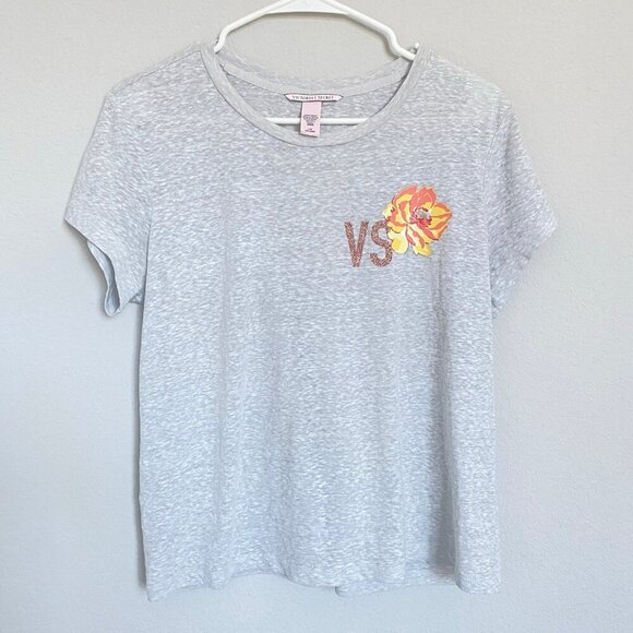 VS Pink Grey Gray Logo Tee T-Shirt Large - Picture 1 of 8